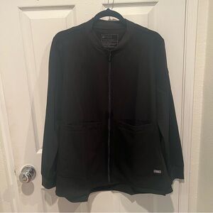 Figs Black Zip-Up Jacket